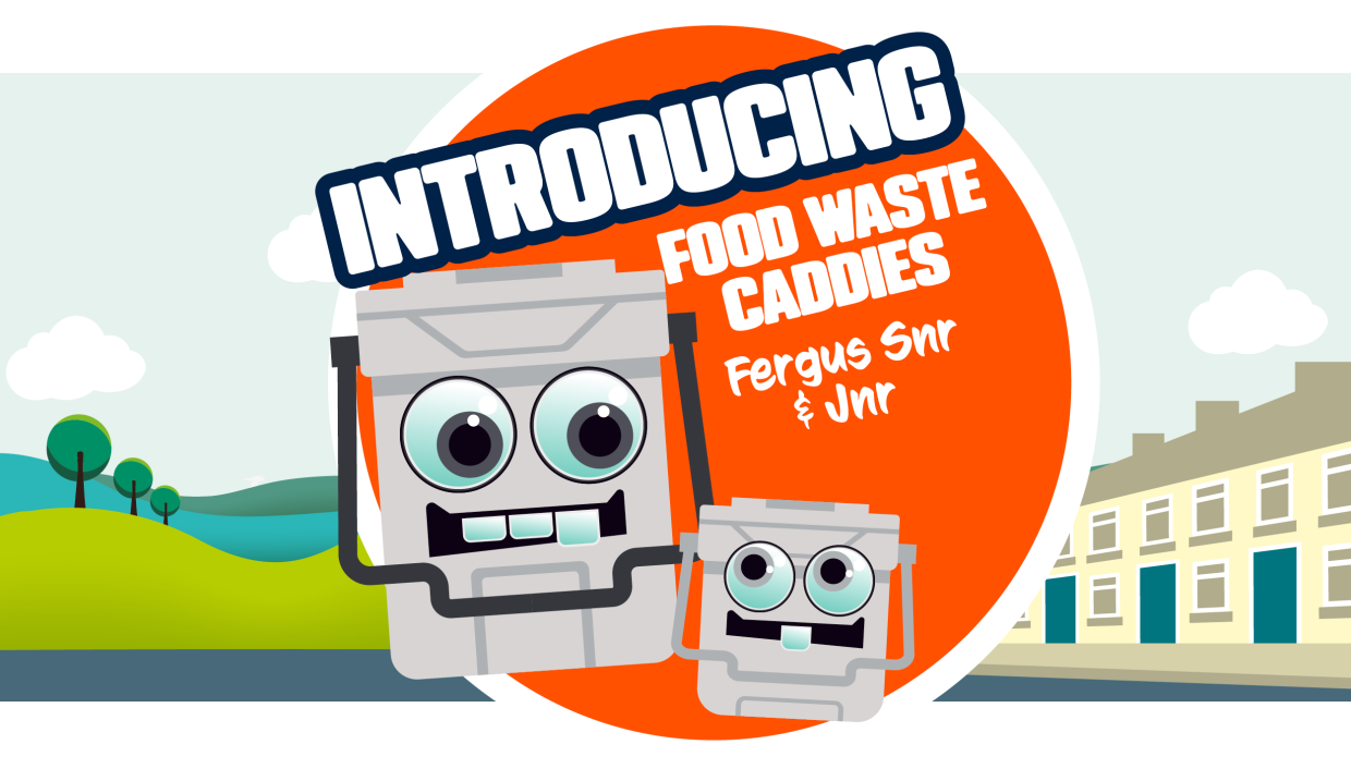 Cartoon image of eh new food waste caddies