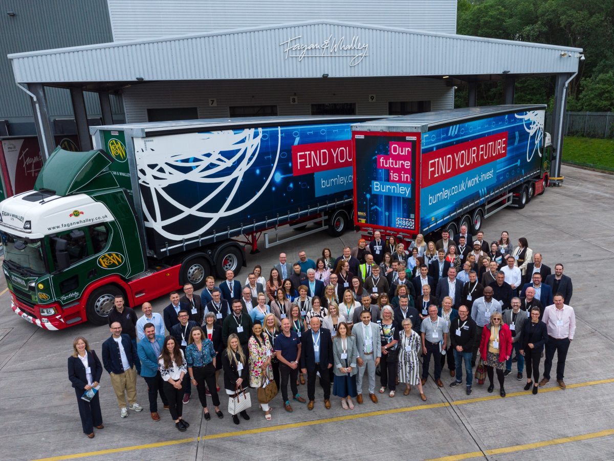 Burnley Bondholders pictured at the unveiling of Burnley-branded lorries promoting the borough as a place to work and invest.
